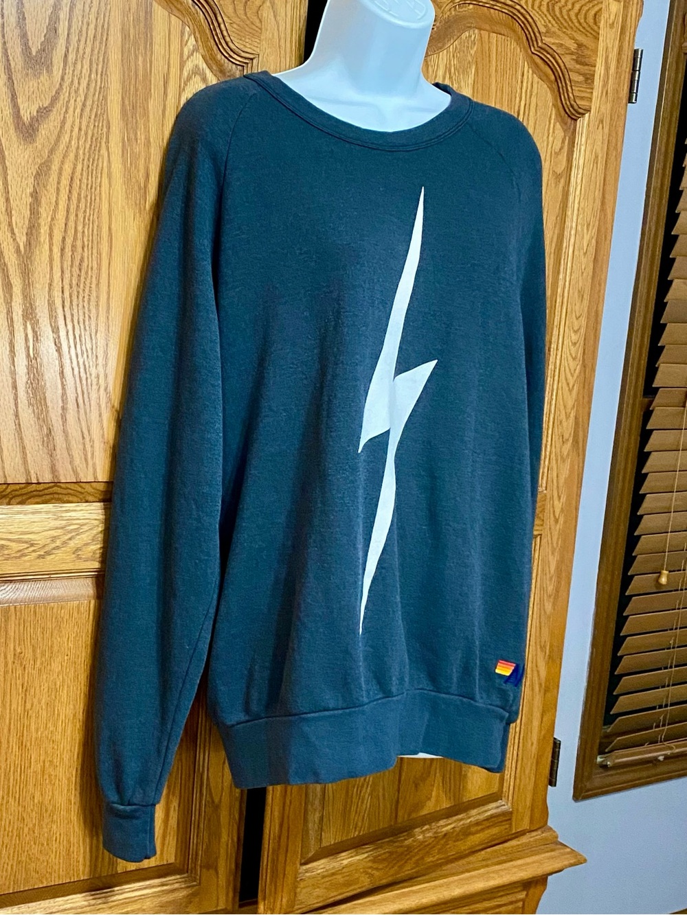 Aviator Nation Bolt Crewneck Sweatshirt Womens M Grey White Lightning CA USA - Picture 12 of 15
